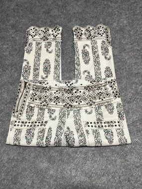 Isabel Marant Bario Cropped Ivory Floral-Print Embellished Jean